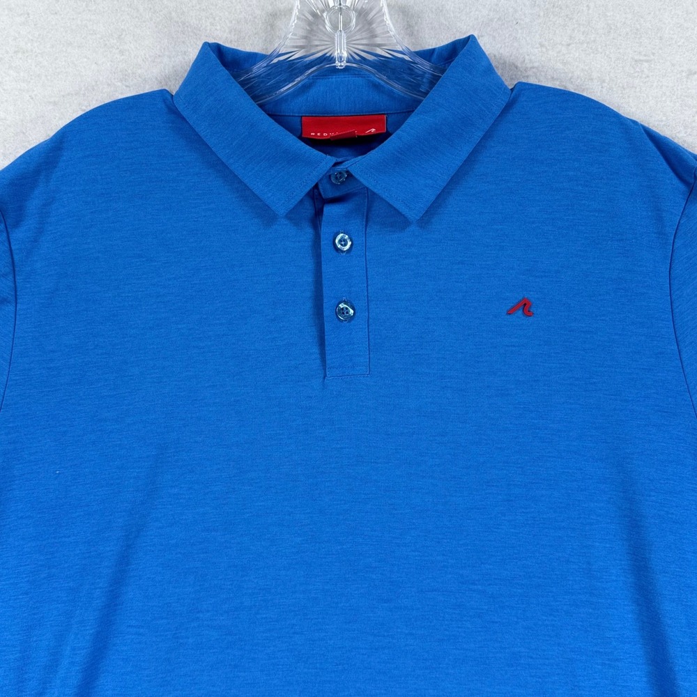 Redvanly Mens Blue Short Sleeve Golf Polo Shirt Colorblock Cuffs Large